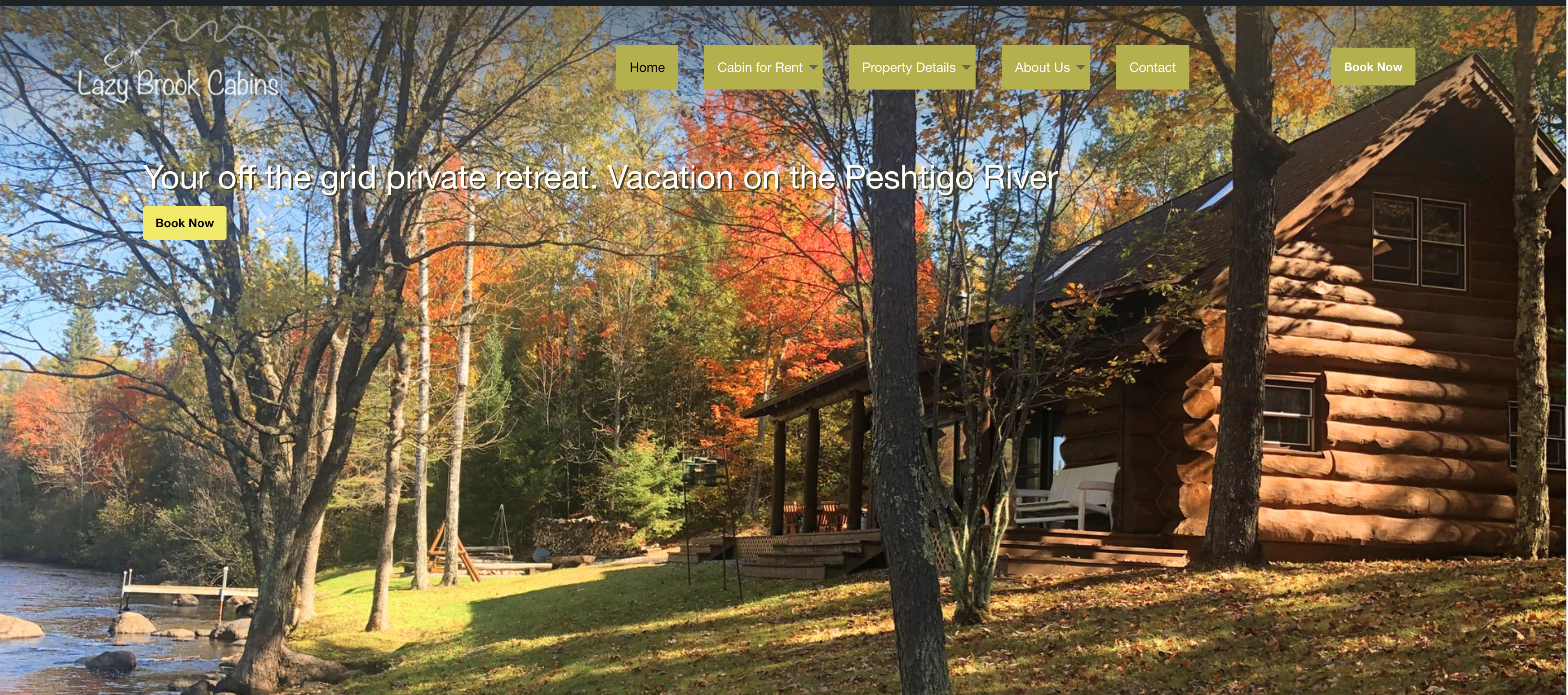 lazy brook cabin rental homepage picture