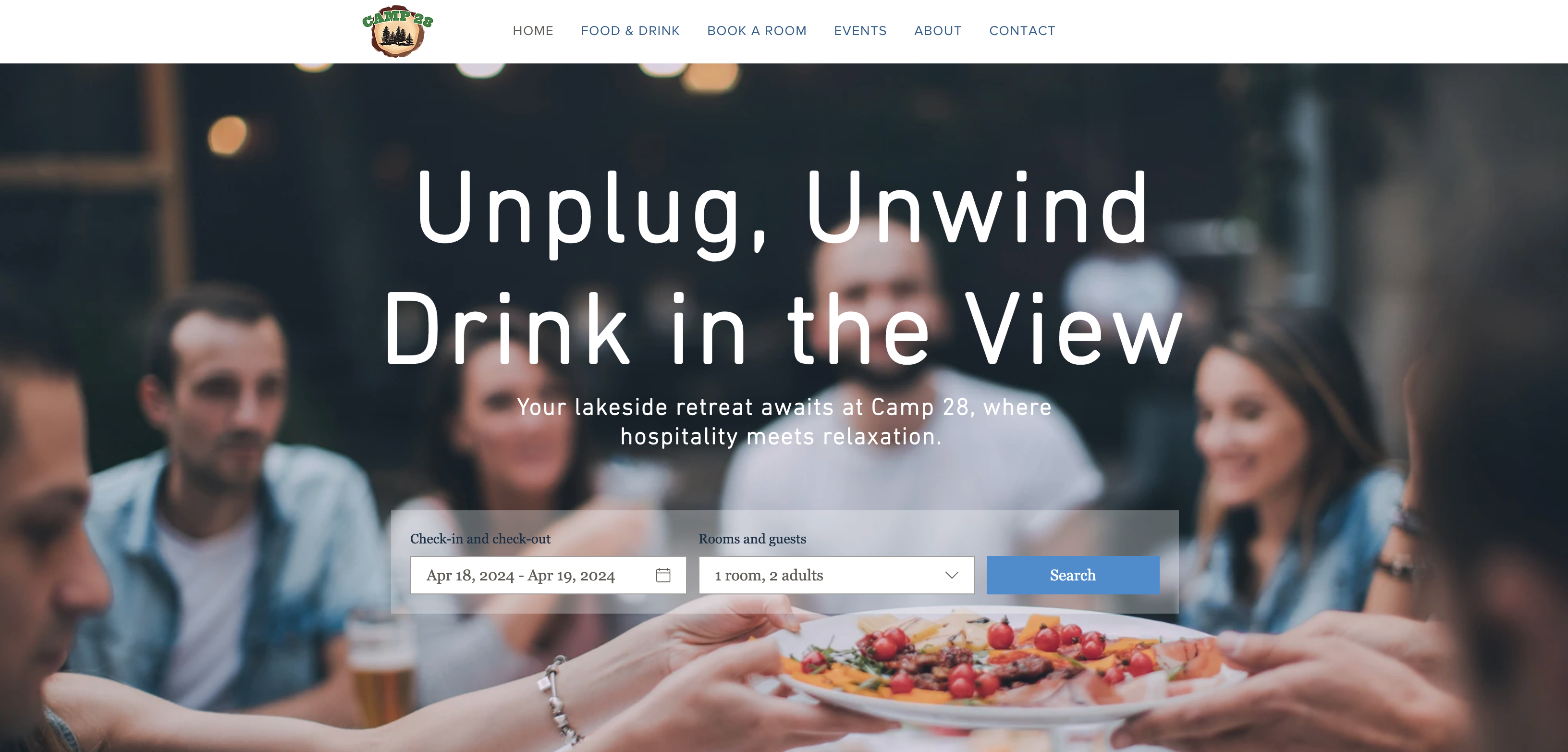 hotel bar restaurant homepage design