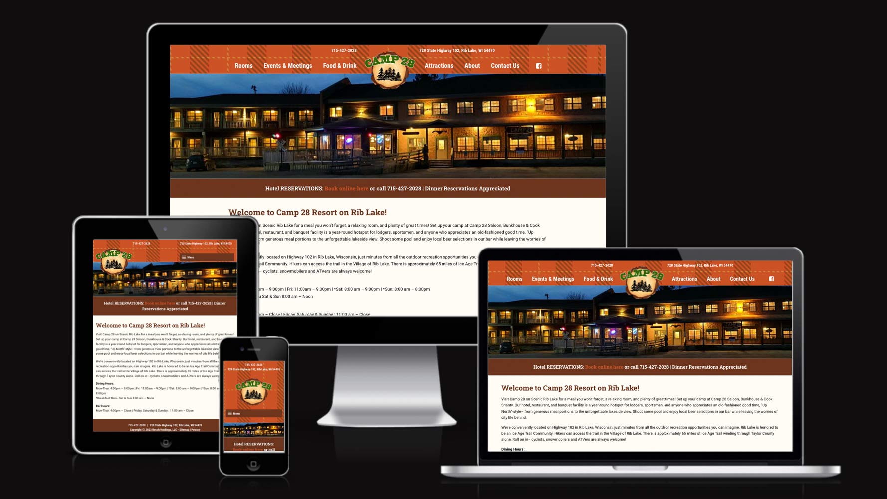 hotel bar restaurant homepage design